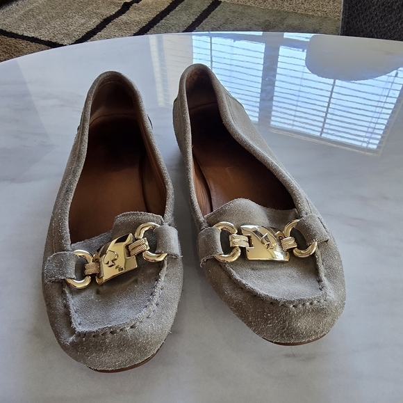 Kate Spade Carson Loafers Women Sz 6M Gray Gold Medallion Flats Comfy - Picture 6 of 13